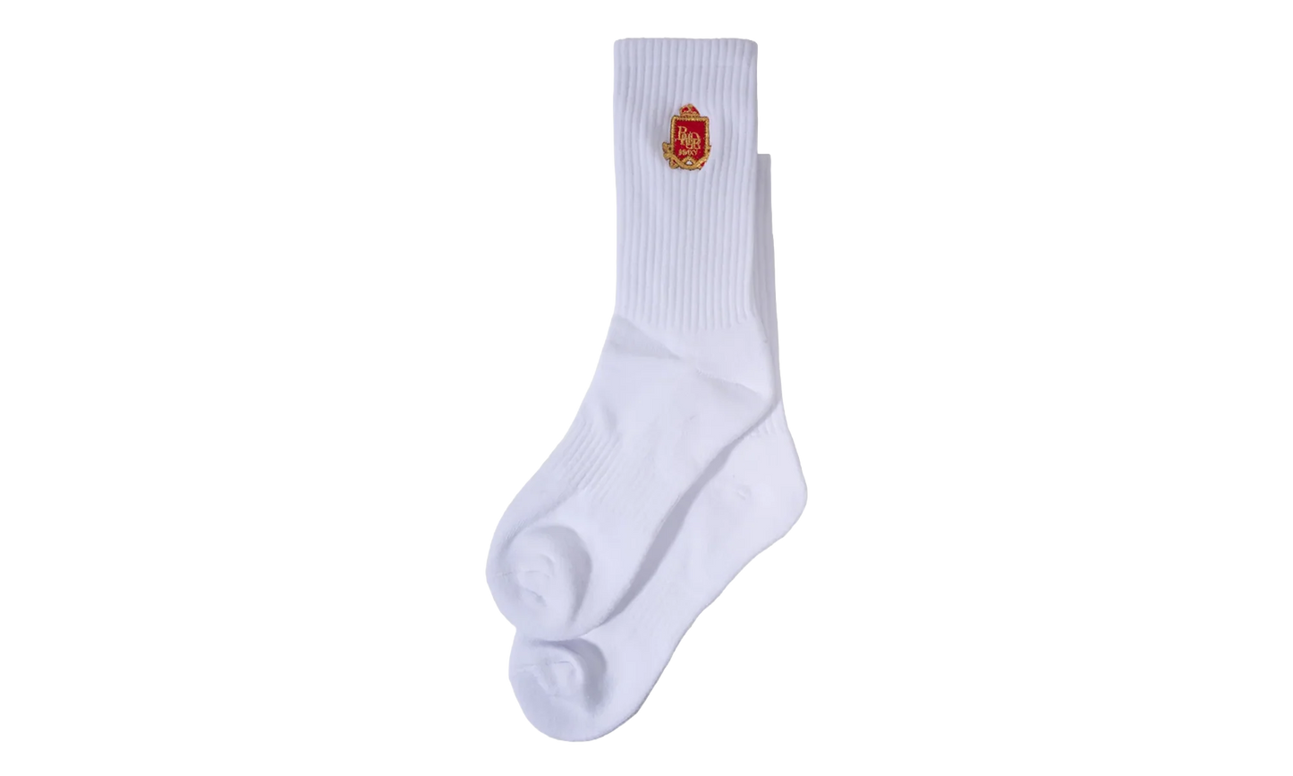 Embroidered Chevron Crest Socks "White" PS25S0011170053
