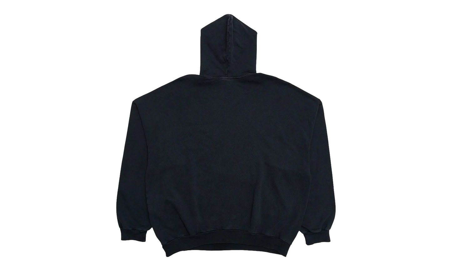 Embroidered Outline Logo Hooded Sweatshirt "Washed Black White" 739024 TOVV2 9034