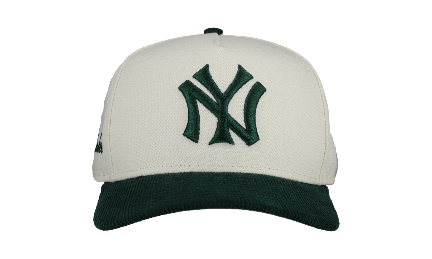 9FIFTY New York Yankees A Frame Snapback Hat "Off White / Green - Corduroy Visor" NE287