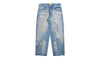 Distressed Stencil Denim "Washed Indigo" DSM S26 068