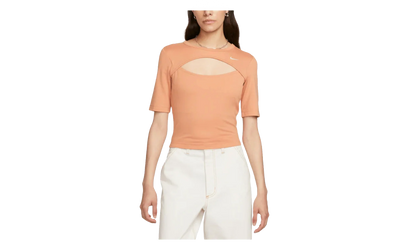 NSW Essential Cut-out Swoosh Logo Tee WMNS "Amber Brown / Sail" FB8282 225