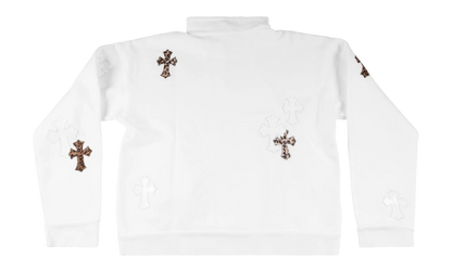 Cross Patch Quarter Zip Sweatshirt "White / Leopard" CHRM1079