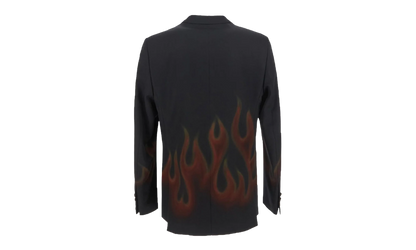 Burning Double-Breasted Blazer "Black and Red" PMEN023F22FAB0021025