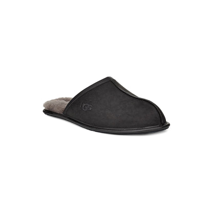 Men's Scuff Leather Slipper in Black