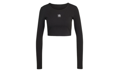 Essentials Ribbed Crop Long Sleeve Tee WMNS "Black" IW5725