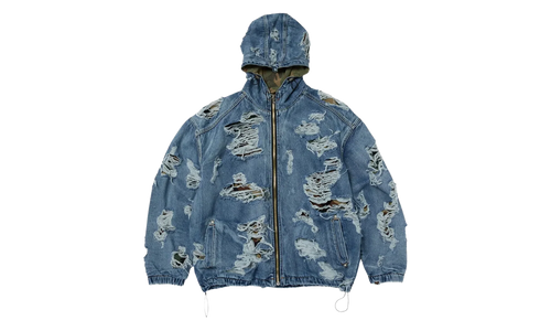 Hell Denim Camo Zip-Up Hoodie "Blue" TC25JK2301