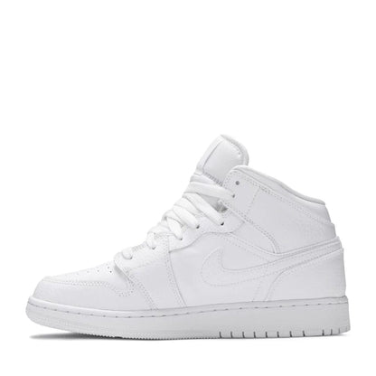 NIKE AIR JORDAN1 MID GS TRIPLE WHITE (NEW) (NEW)