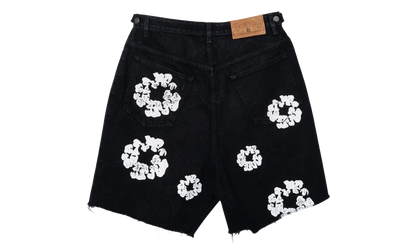 The Cotton Wreath Denim Shorts "Black White" DT401