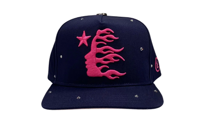 OG Logo Rhinestone Fitted Hat "Navy / Pink" HSR129