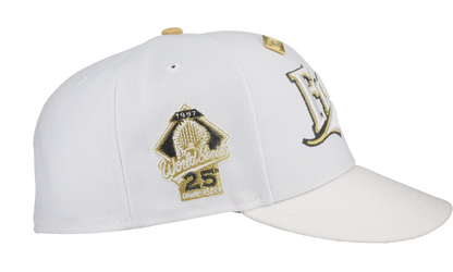 59FIFTY Florida Marlins Pure Royalty Collection 25th Anniversary Patch Fitted Hat "White / Khaki" 123451296316