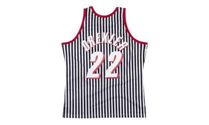 NBA Clyde Drexler Striped Swingman Jersey "1991 Portland Trail Blazers" SMJYBW19047 PTBPTBK91CDR