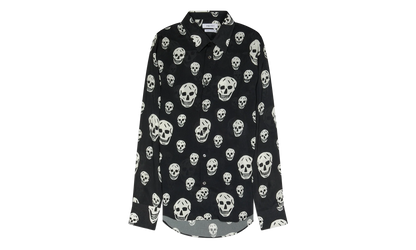 All Over Skulls Button Down Shirt "Black / Ivory" AM004