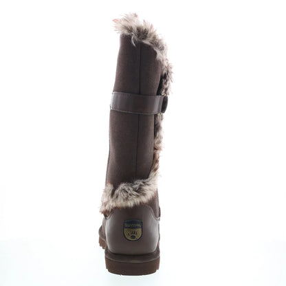 Bearpaw Sheilah 2139W-205 Womens Brown Suede Slip On Casual Dress Boots