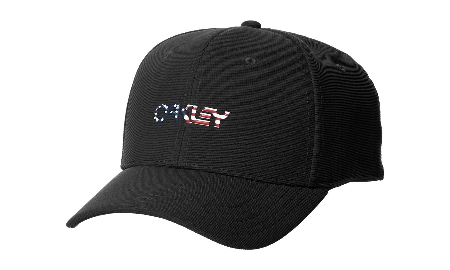6-Panel Stretch Metallic Baseball Hat "Black / American Flag" 912209 01V