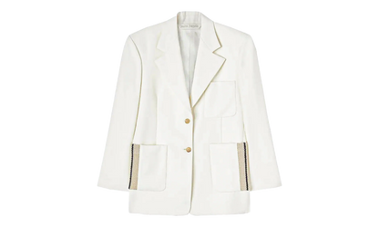 Single Breasted Tailored Blazer "White" PWEN028S23FAB0020403