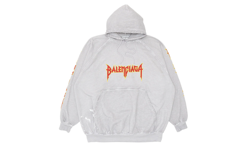 Oversized Painted Vintage Metal Logo Hoodie "Dirty White Red Yellow" 697879 TMV89 0901