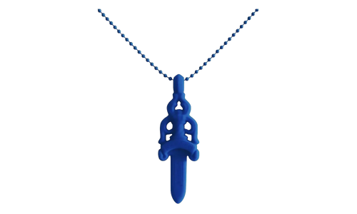 Silicone Dagger Pendant Ball Chain Necklace "Blue" CHRM0887