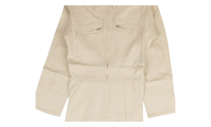 Linen Contrast Stitch Jumpsuit "Beige" 74NGG AP