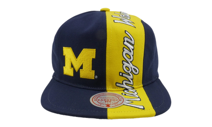NCAA Over the Top Snapback Cap "Michigan Wolverines - Navy / Yellow" 6MUS1320 UMIYYPPPNYYW