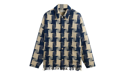 Jumbo Houndstooth Overshirt "Cyanotype" KHM032076 424