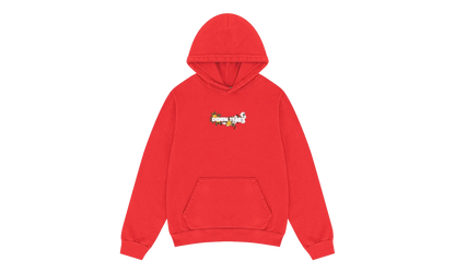 Embroidered Floral Logo Hoodie "Red" DT315