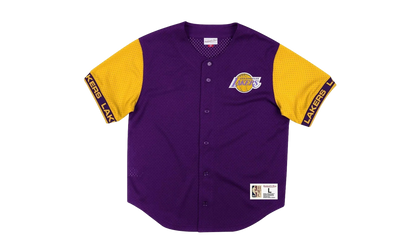 NBA Pure Shooter Mesh Button Front Shirt "Los Angeles Lakers - Purple" MSBFAJ19017 LALPURP