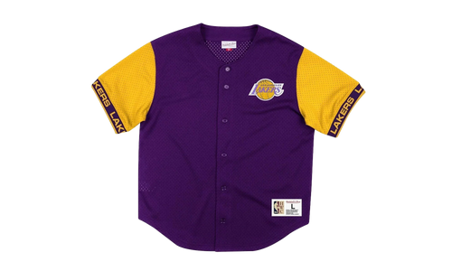 NBA Pure Shooter Mesh Button Front Shirt "Los Angeles Lakers - Purple" MSBFAJ19017 LALPURP
