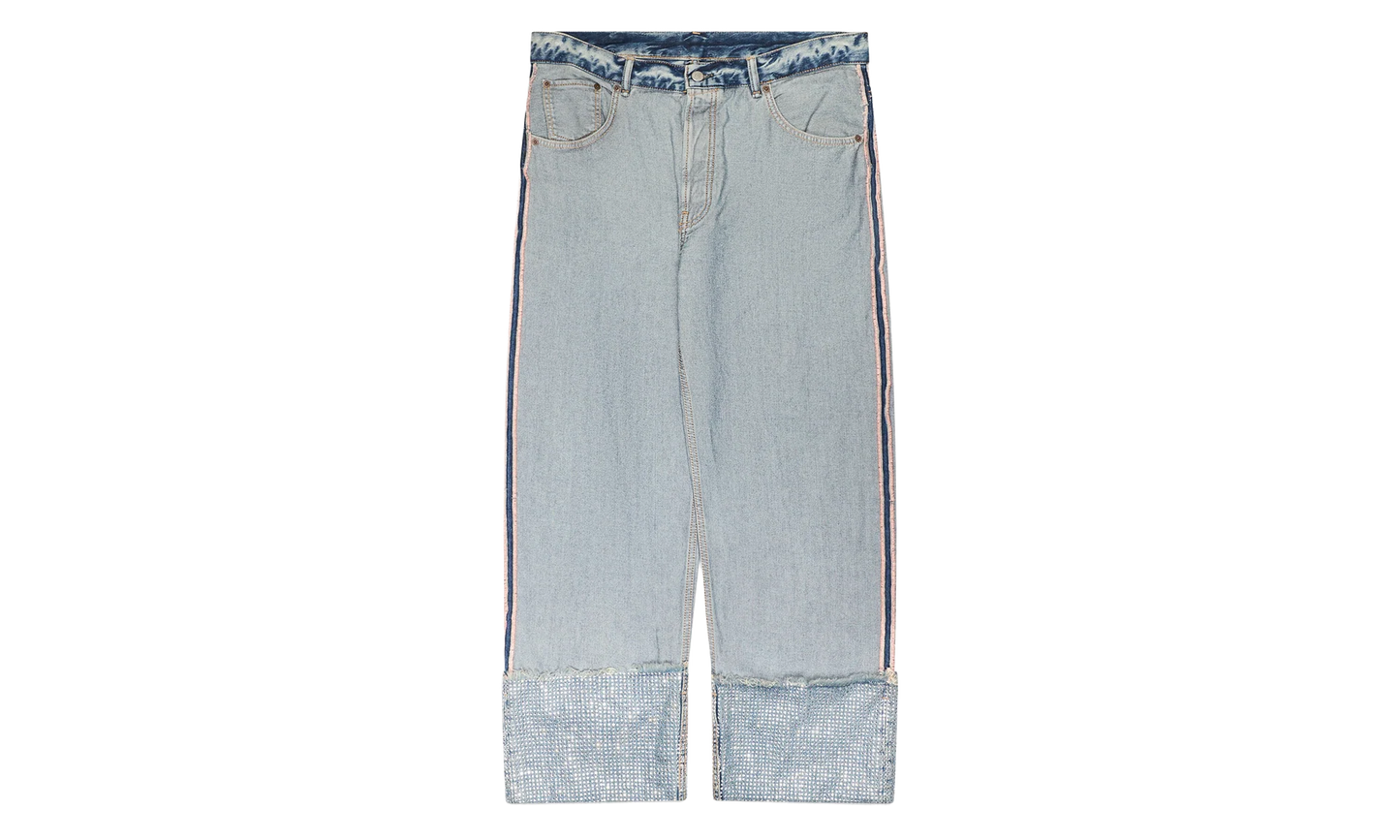 Turn Up Rhinestone Trousers "Blue" AK1003AUZ
