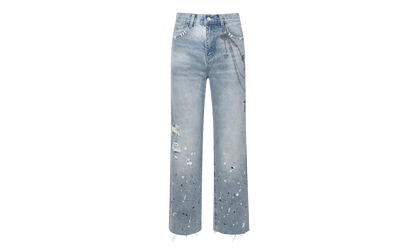 Printed Cross Chains Washed Denim Jean "Blue" BC23ZAWPT01 BLUE