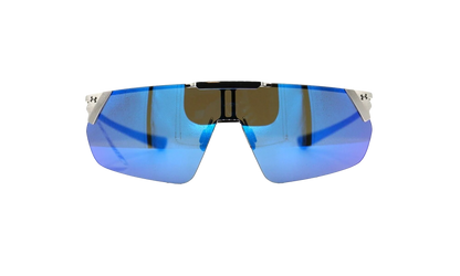Litewire Shield Sunglasses "Gray Blue Mirror - Gloss Silver / Gray Rubber" 8600135 014361