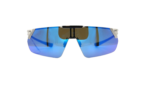 Litewire Shield Sunglasses "Gray Blue Mirror - Gloss Silver / Gray Rubber" 8600135 014361