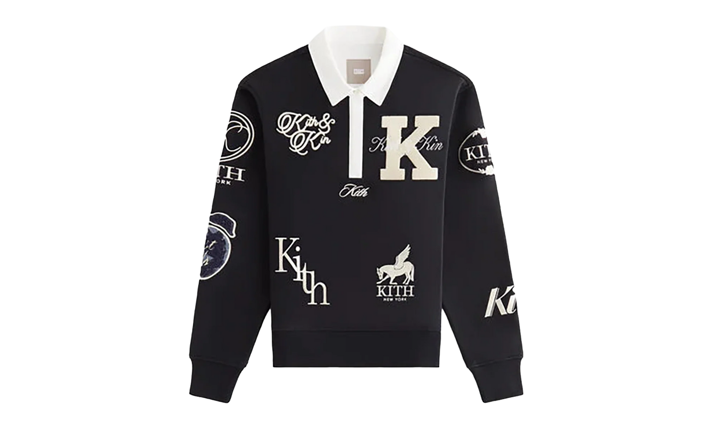 Emery Logo Patch Long Sleeve Rugby Shirt WMNS "Black" KITH114