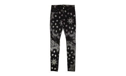 Black Cotton Flocked Bandana Skinny Jeans "Black" MDS050023