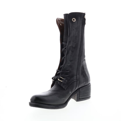 Opie 548213-201 Womens Black Leather Lace Up Casual Dress Boots