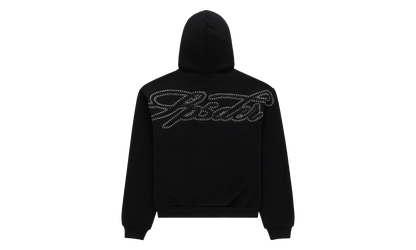 Rhinestone Script Zip Hoodie "Black" SP5der351