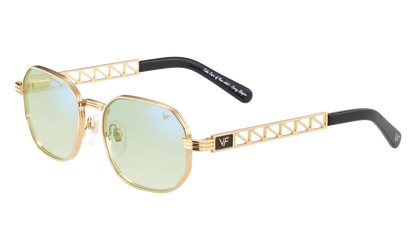 Hustler Jacques Cartier Edition 24KT "Yellow Gold / Powder Green Flash Blue" JCHU2 0004 11C1