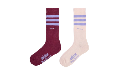 Wales Bonner 3-Stripes Socks (2 Pack) "Burgundy / Wonder Quartz" KD7727