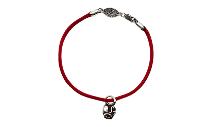 Silver Heart Vine Pendant String Bracelet "Red" CHRM1194