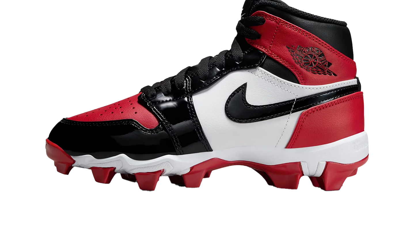 Air Jordan 1 Mid Cleat GS "Patent Bred Toe" HF6883 601