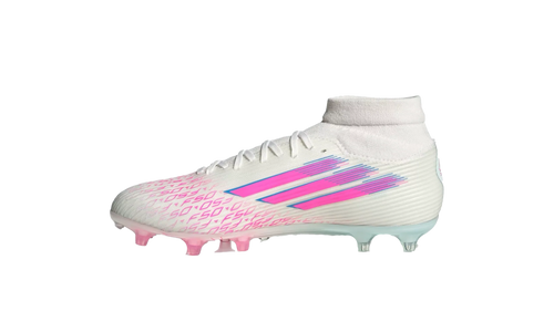 F50 League Mid-Cut FG/AG WMNS "Sparkfusion White Lucid Pink" JI0013