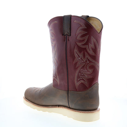 6820 Mens Burgundy Leather Slip On Cowboy Western Boots