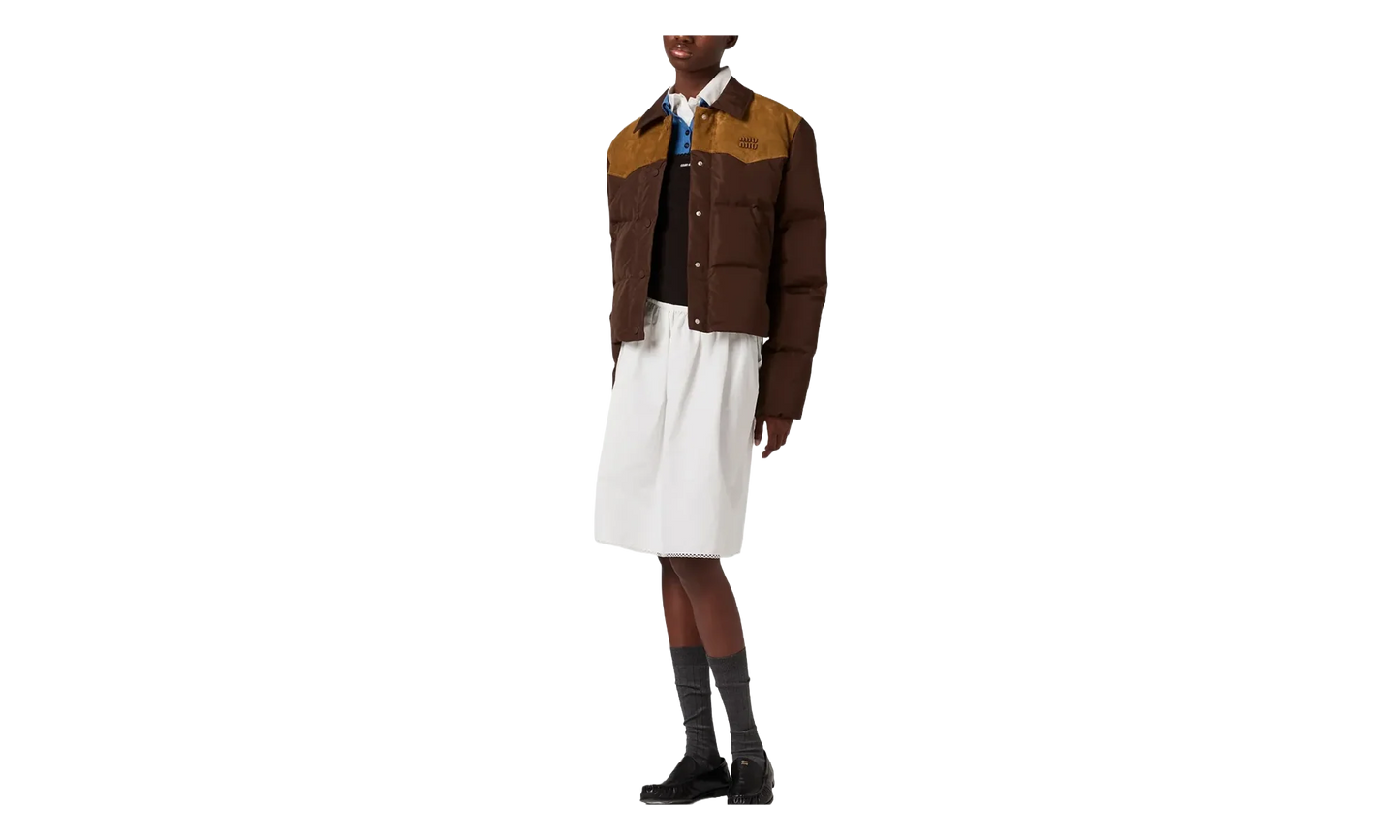 Technical Pongé And Leather Down Jacket WMNS "Coffee" ML1371 18Q0 F0201 S OOO