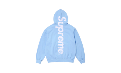 SATIN APPLIQUÉ HOODED SWEATSHIRT "FW24 - Light Blue" SU528