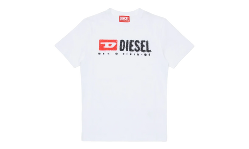 Short Sleeve Distressed Logo T-Shirt GS "White" J02475 00YI9 K100