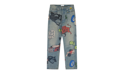 Painted Denim Pants "Indigo" RHD-MJNS-0042