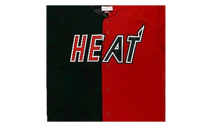 NBA Split Color Mesh Button Front Shirt "Miami Heat - Black" BA88XN MHE K HF1