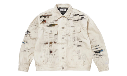 MM6 Maison Margiela Distressed Selvedge Denim Trucker Jacket "SS26 - Beige" SU27185