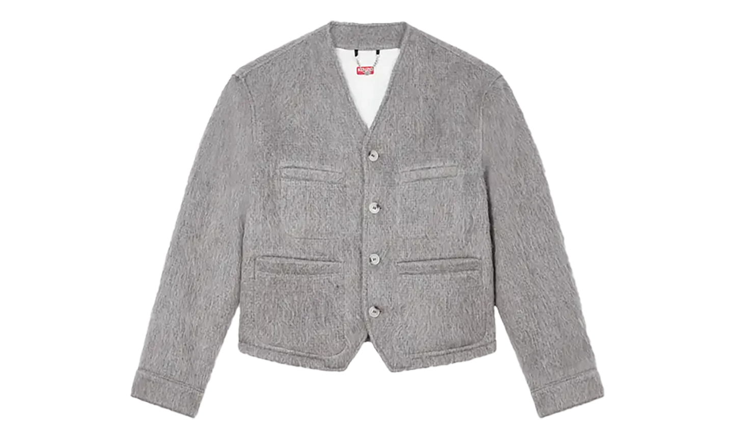 Hairy Collarless Jacket "Pale Grey" FF65VE1169PE93