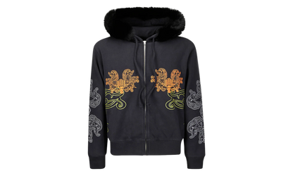 Faux Fur-Trimmed Embroidered Zip-Up "Black" BI0204900