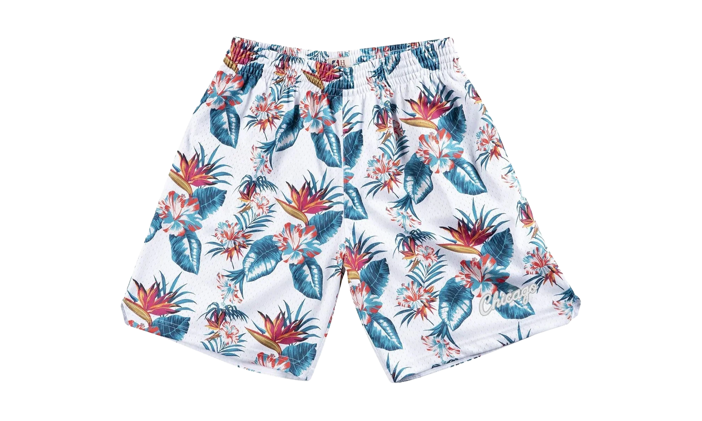 NBA Floral Mesh Shorts "Chicago Bulls - White" SHORMG18023 CBUPTWH1